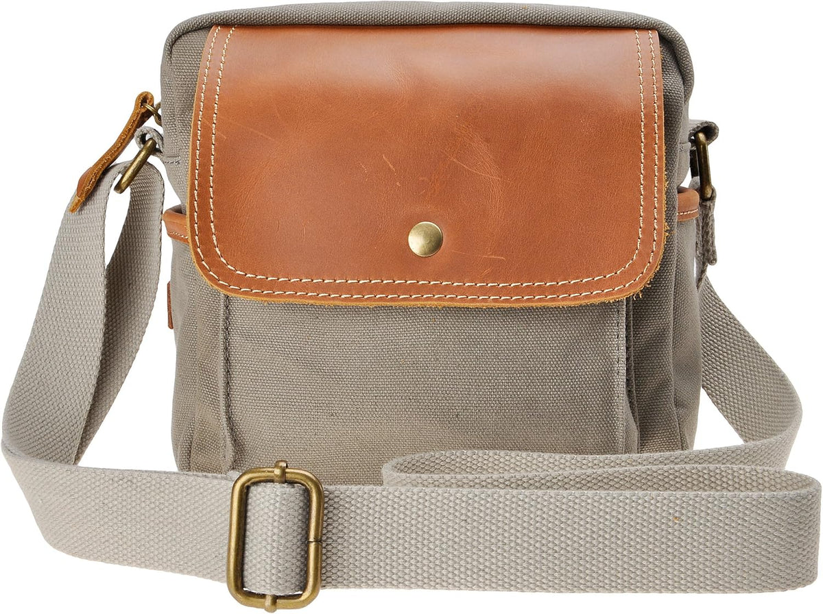 Green Canvas DSLR Camera Bag with Leather Trim W425936