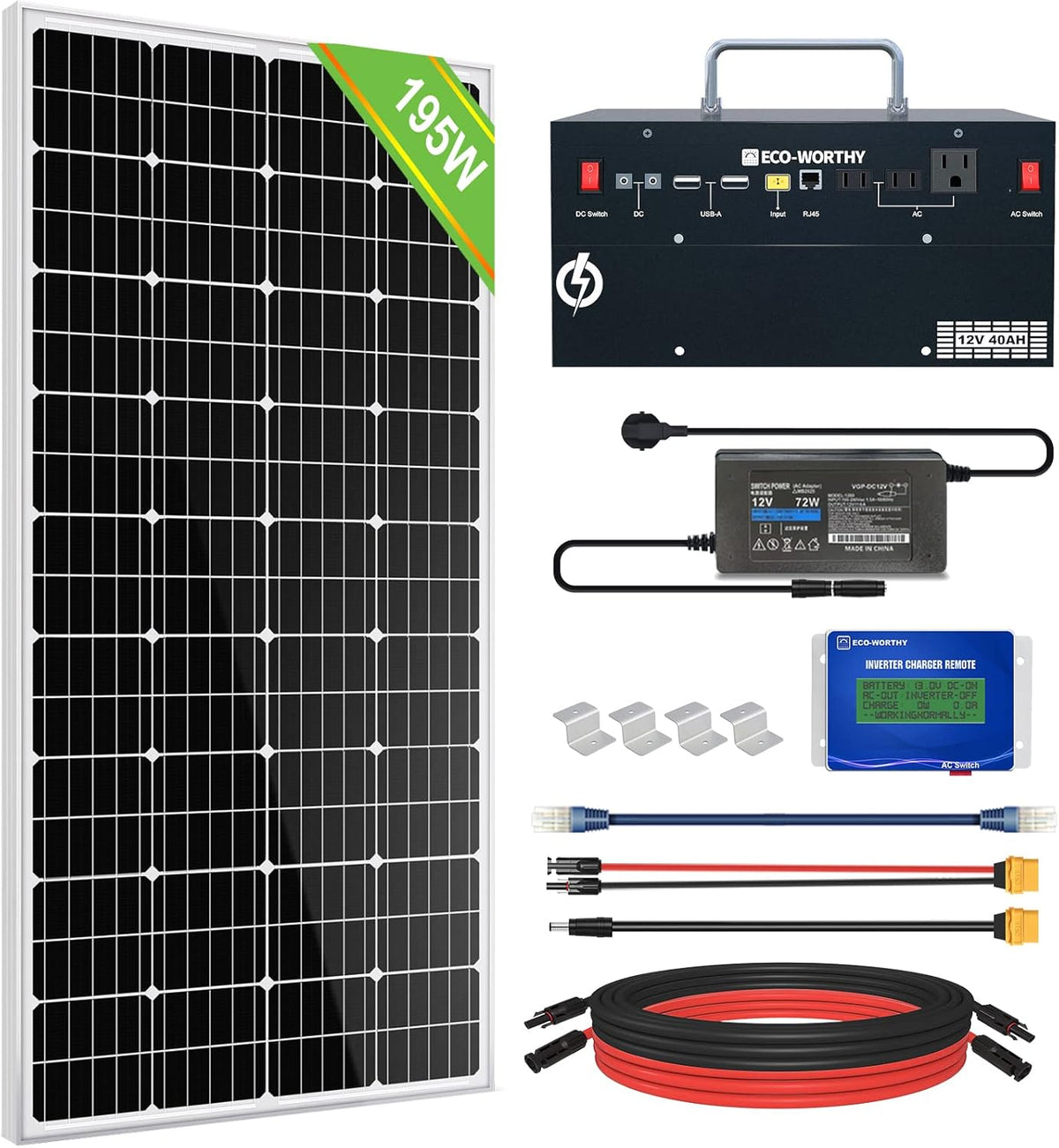 800WH 12V Solar Panel Kit with 195W Mono Solar Panel U4270