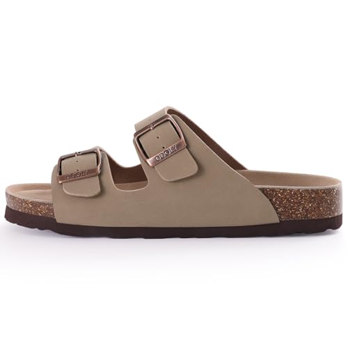Cork Footbed Slide Sandal with Adjustable Buckle E766