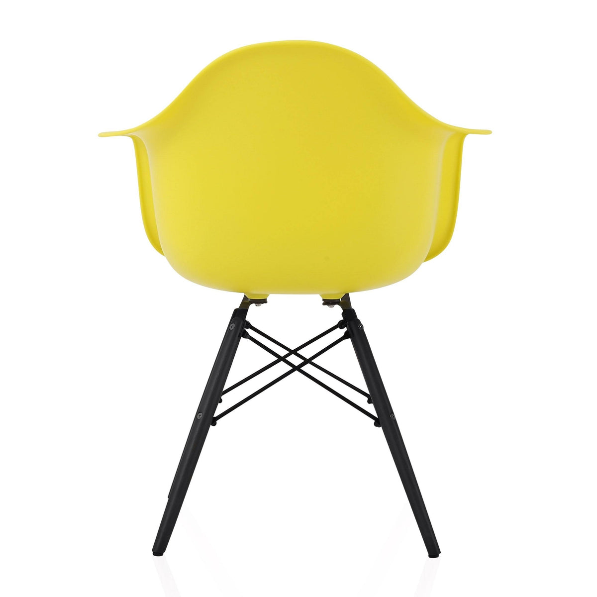 Light Yellow Molded Plastic Dining Arm Chair with Black Wood Legs K905