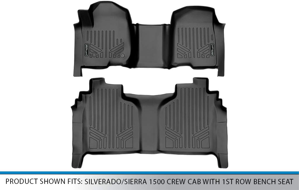 2 Row Black Floor Mat Set for Crew Cab with Bench Seat C902641