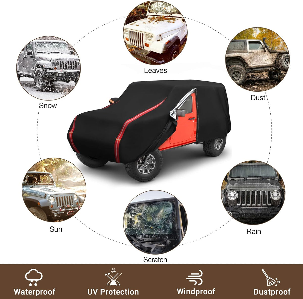 210D Oxford Cloth Car Cover for 4 Door with Windproof Straps I276