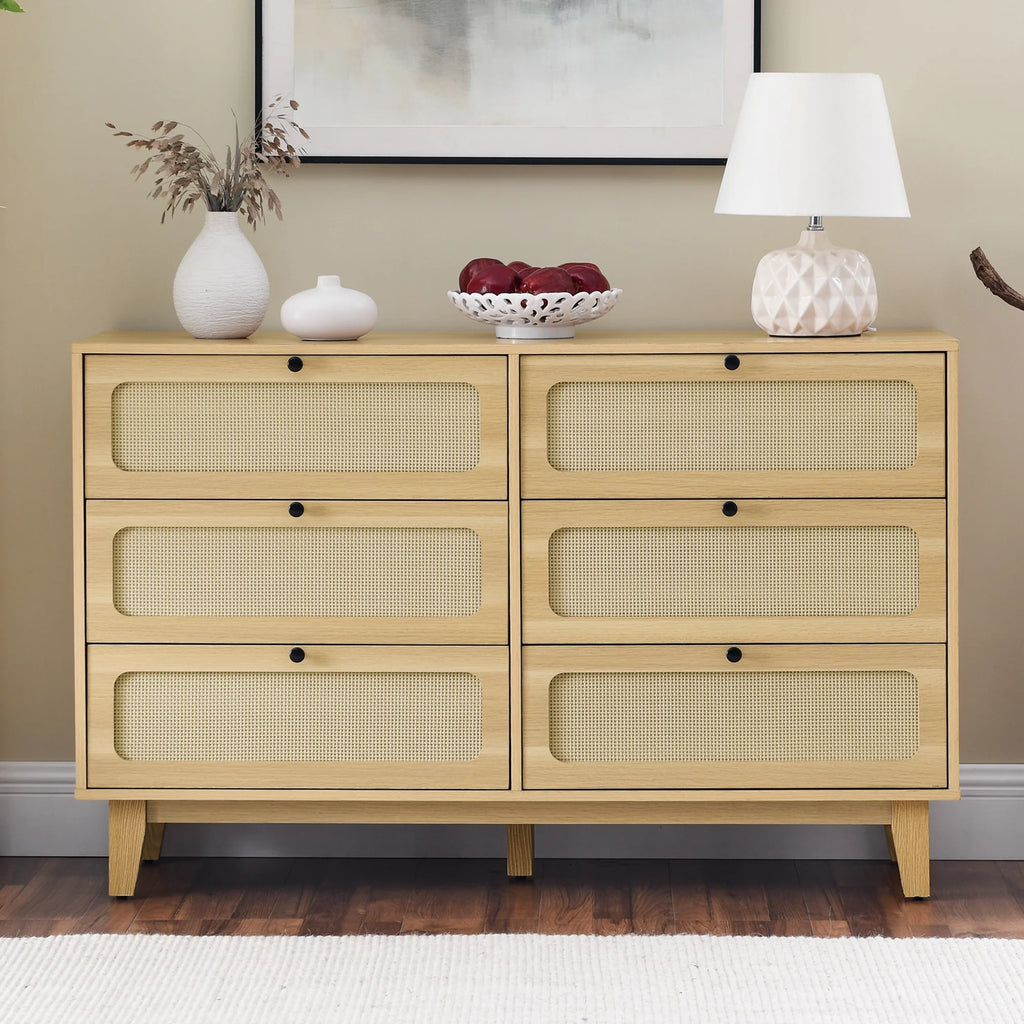6 Drawer Rattan Dresser P3294