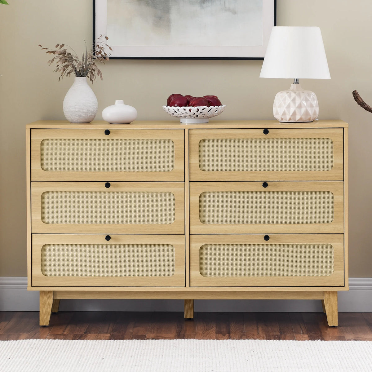 6 Drawer Rattan Dresser P3294