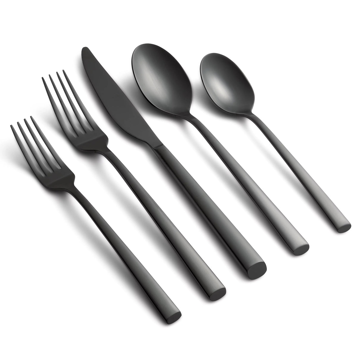 Black Satin 20-Piece Stainless Steel Flatware Set Z878