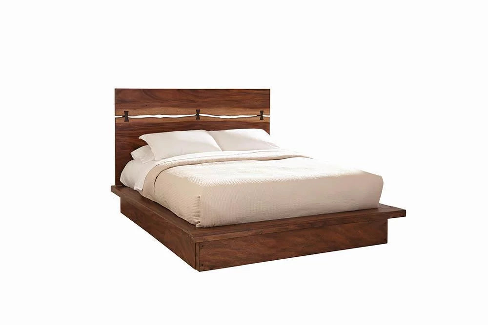 Queen Bed Smokey Walnut and Coffee Bean B766