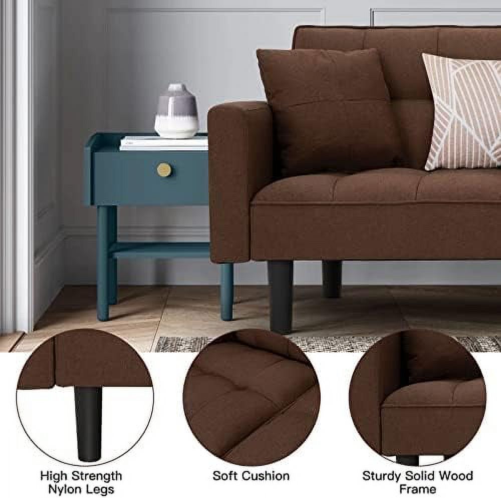 Linen Fabric Convertible Sofa Bed with Adjustable Back and Arms A503492