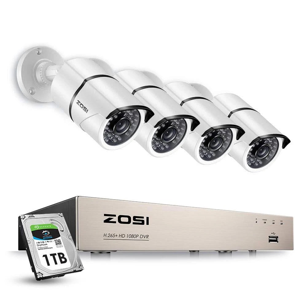 8-Channel 1080p 1TB DVR Security Camera System with 4 Wired Bullet Cameras J96789