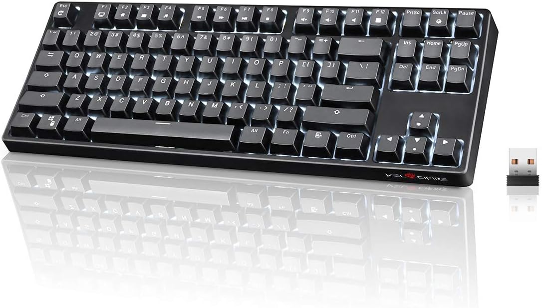 87 Key Tenkeyless Wireless Mechanical Keyboard with Brown Switches and White LED Backlit X399