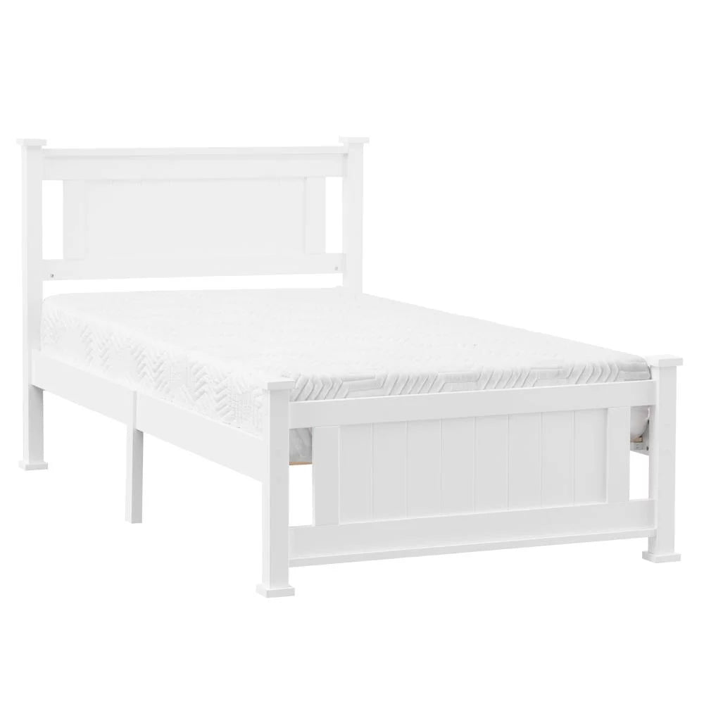 Gray Solid Pine Wood Twin Bed Frame with Headboard D229719