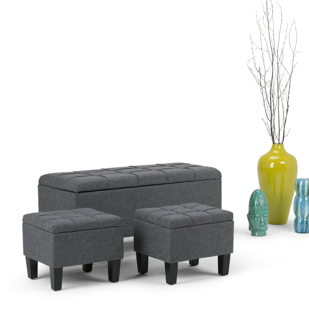 Slate Grey Rectangle Storage Ottoman K911