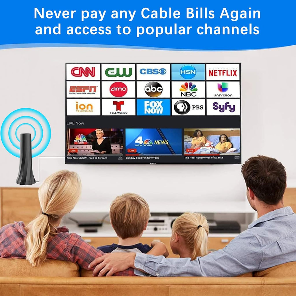 Indoor TV Antenna with Amplifier Signal Booster and 25ft Coaxial Cable P62688