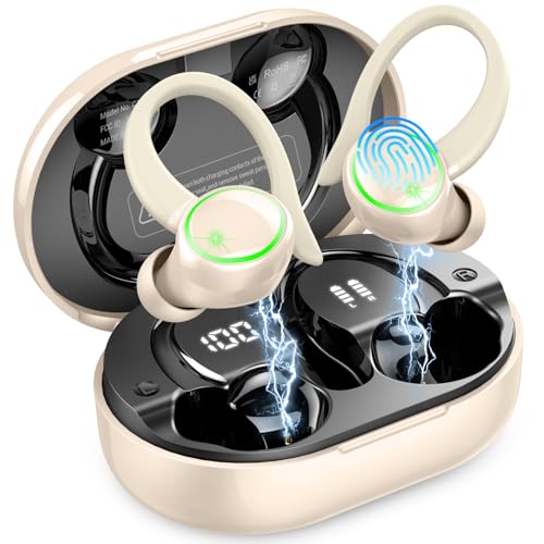 Pink Wireless Bluetooth 5.4 Over-Ear Earbuds with ENC Noise Cancelling Mic O466