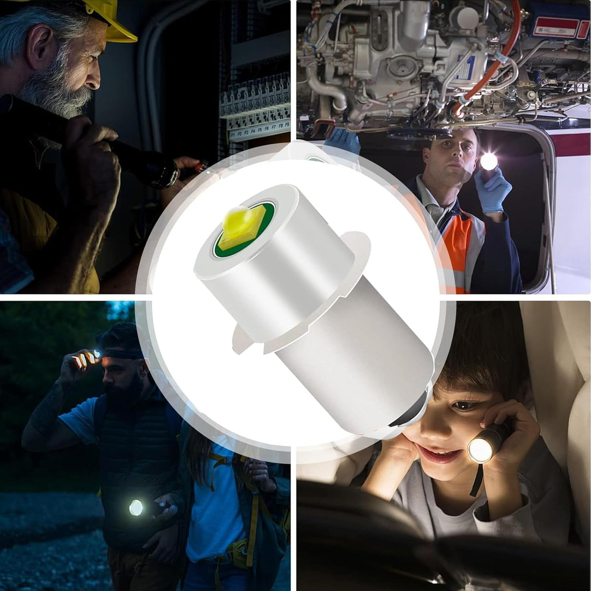 4 Pack LED Flashlight Bulb P13.5S PR2 3W 3V 4.5V 6V White Replacement Set B9187
