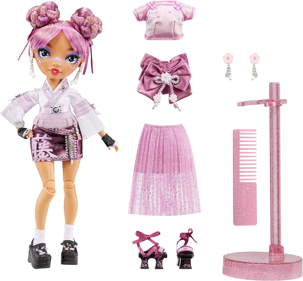 Mauve Purple Fashion Doll with 2 Designer Outfits and Accessories D46309