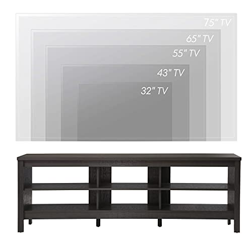 Brown 70 inch Wood TV Stand with 6 Storage Cubby A19614