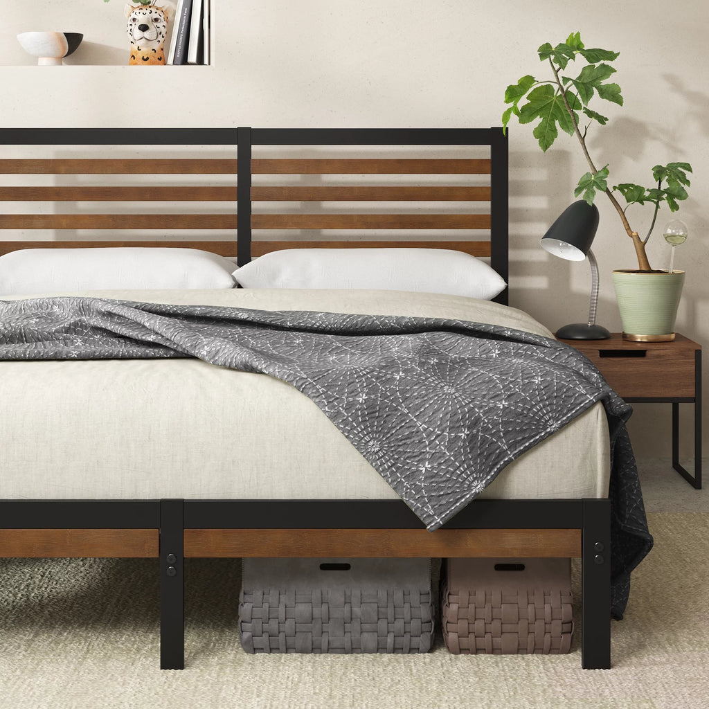 Queen Bamboo and Metal Platform Bed Frame T252660