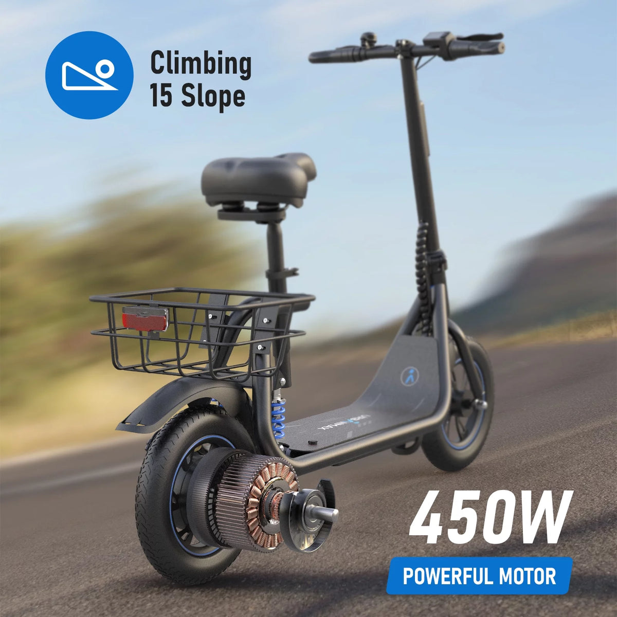 Electric Scooter with Seat and Carry Basket I546