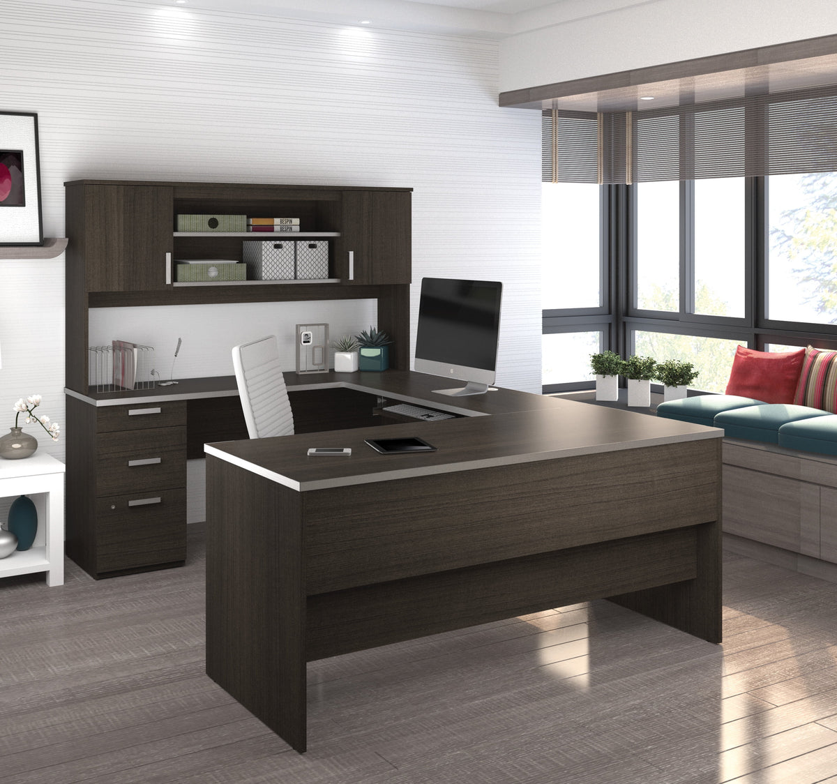 U-Shaped Desk with Pedestal and Hutch T110129