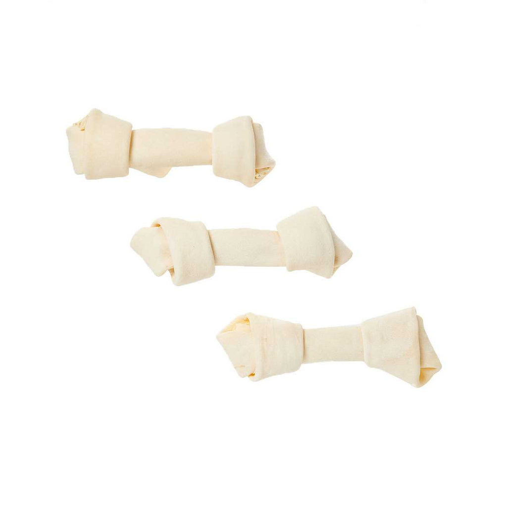 Natural White Knotted Rawhide Bone Dog Chew Treats N90497