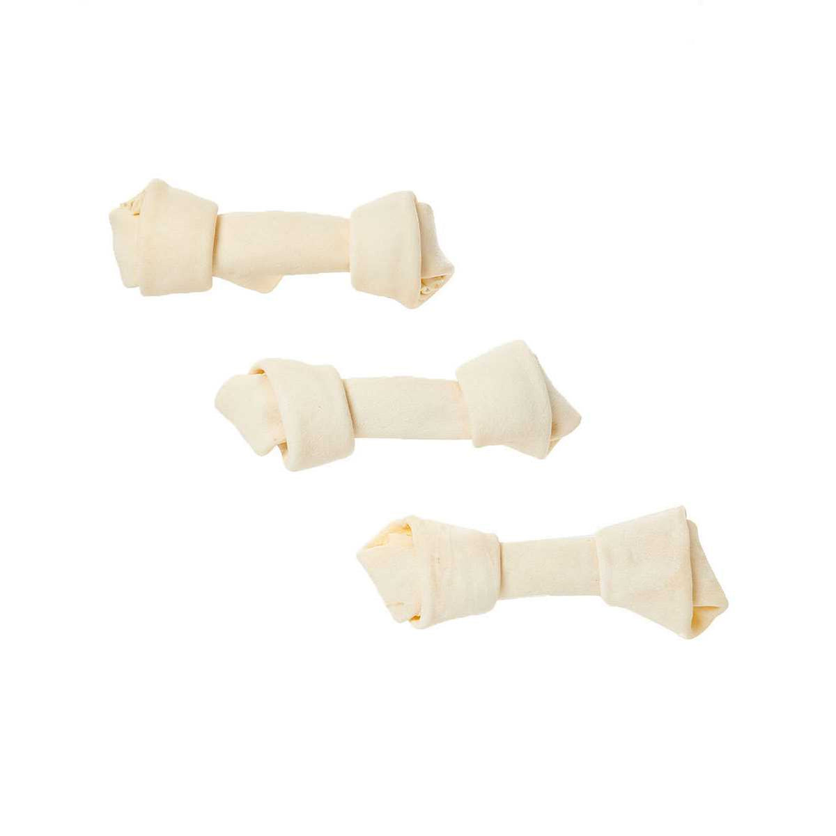 Natural White Knotted Rawhide Bone Dog Chew Treats N90497