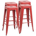 Red Metal Backless Bar Stools I2726