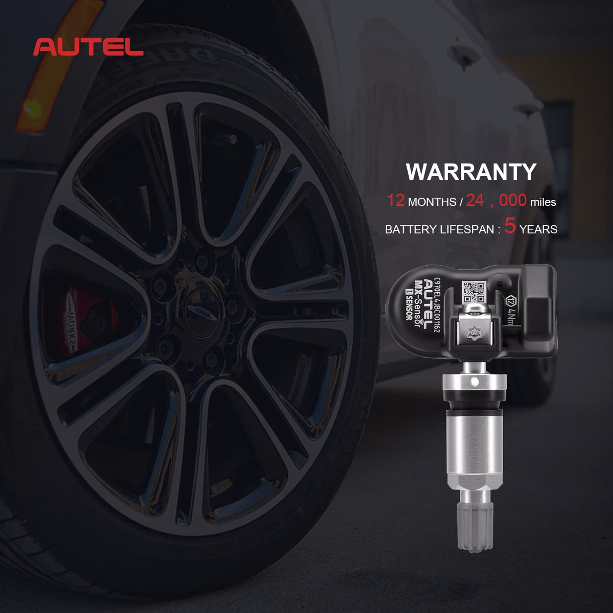 TPMS Sensor 315MHz+433MHz 2 in 1 Dual Frequency Tire Pressure Sensor Sets of 2 (Metal Valves) C4015