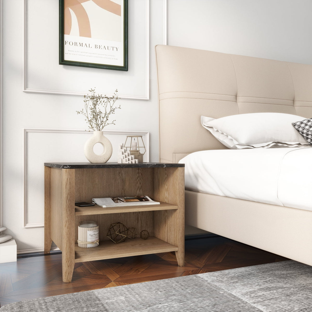 Tobacco Wood Grain Coffee Table with 2 Open Shelf A365