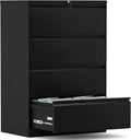 Steel Lateral Filing Storage Cabinet with 4 Drawer, Lock, Black Y611