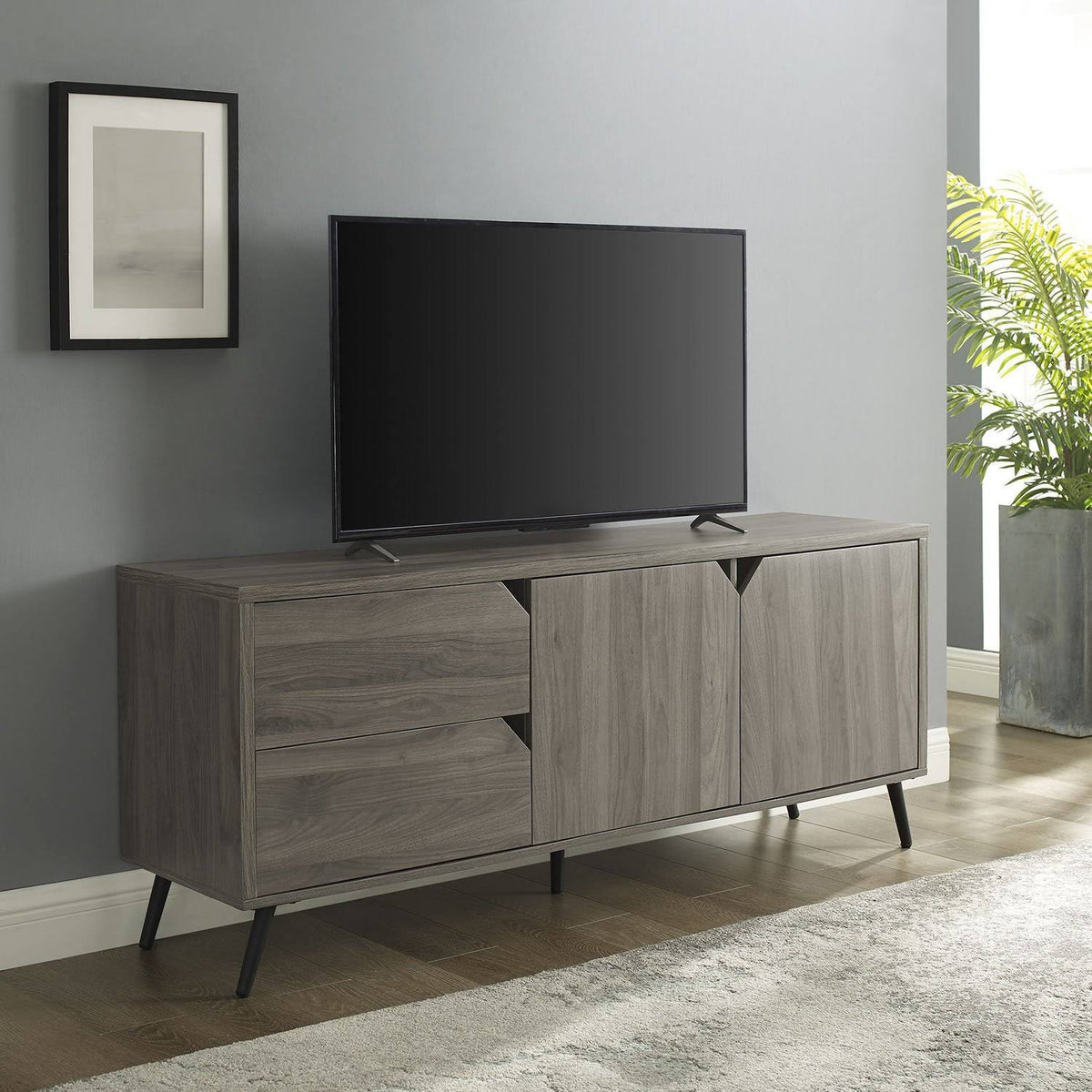 Mid-Century TV Console - Dark Walnut U8127