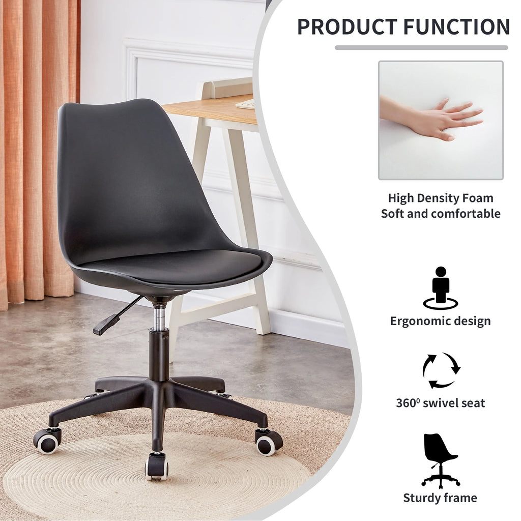 Black Adjustable 360 °Swivel Armless Computer Chair W7864