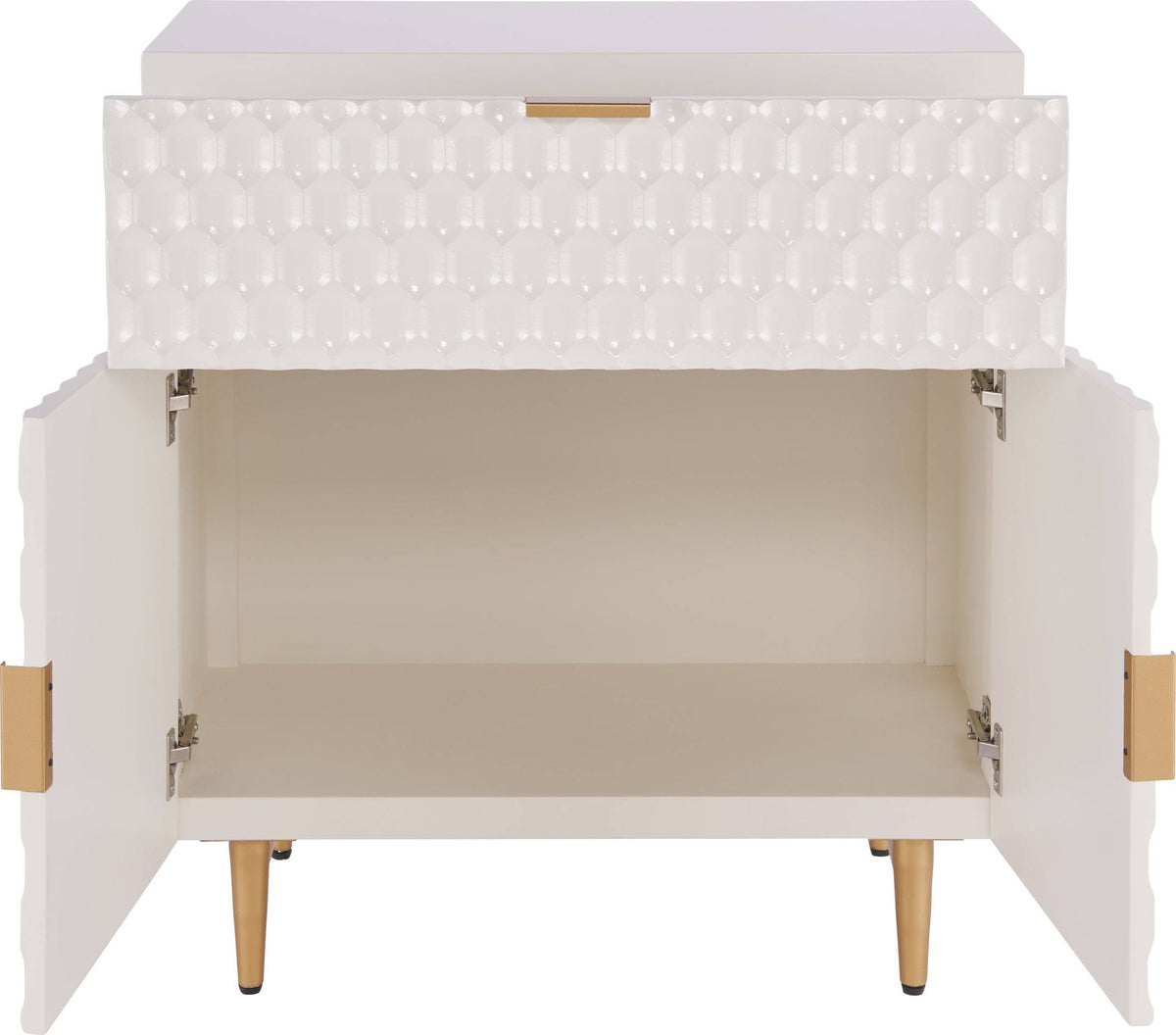 White 1-Drawer Geometric Small Cabinet D270