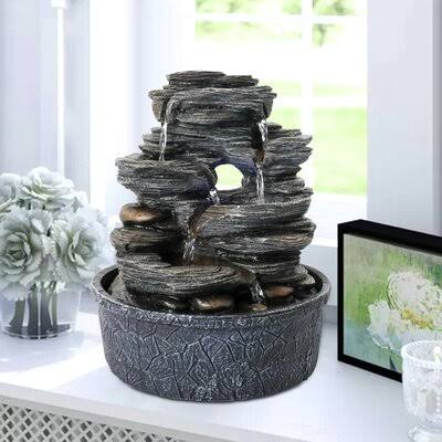 9.8 inch 5-Tier Indoor Tabletop Water Fountain with LED Q406272