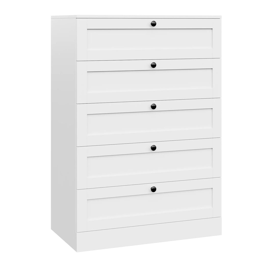 White 5 Drawer Wood Dresser F819