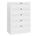 White 5 Drawer Wood Dresser F819
