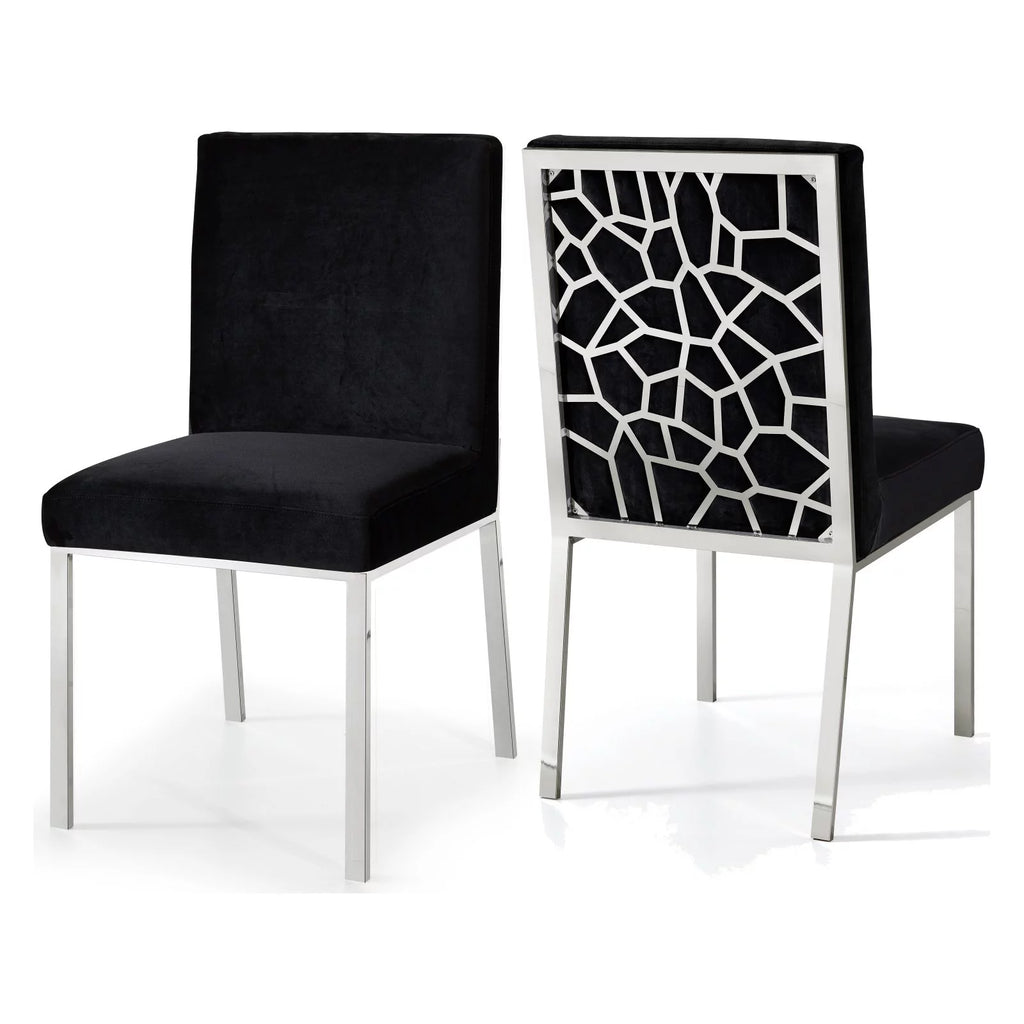 Black Velvet Dining Chair Set of 2 H1494