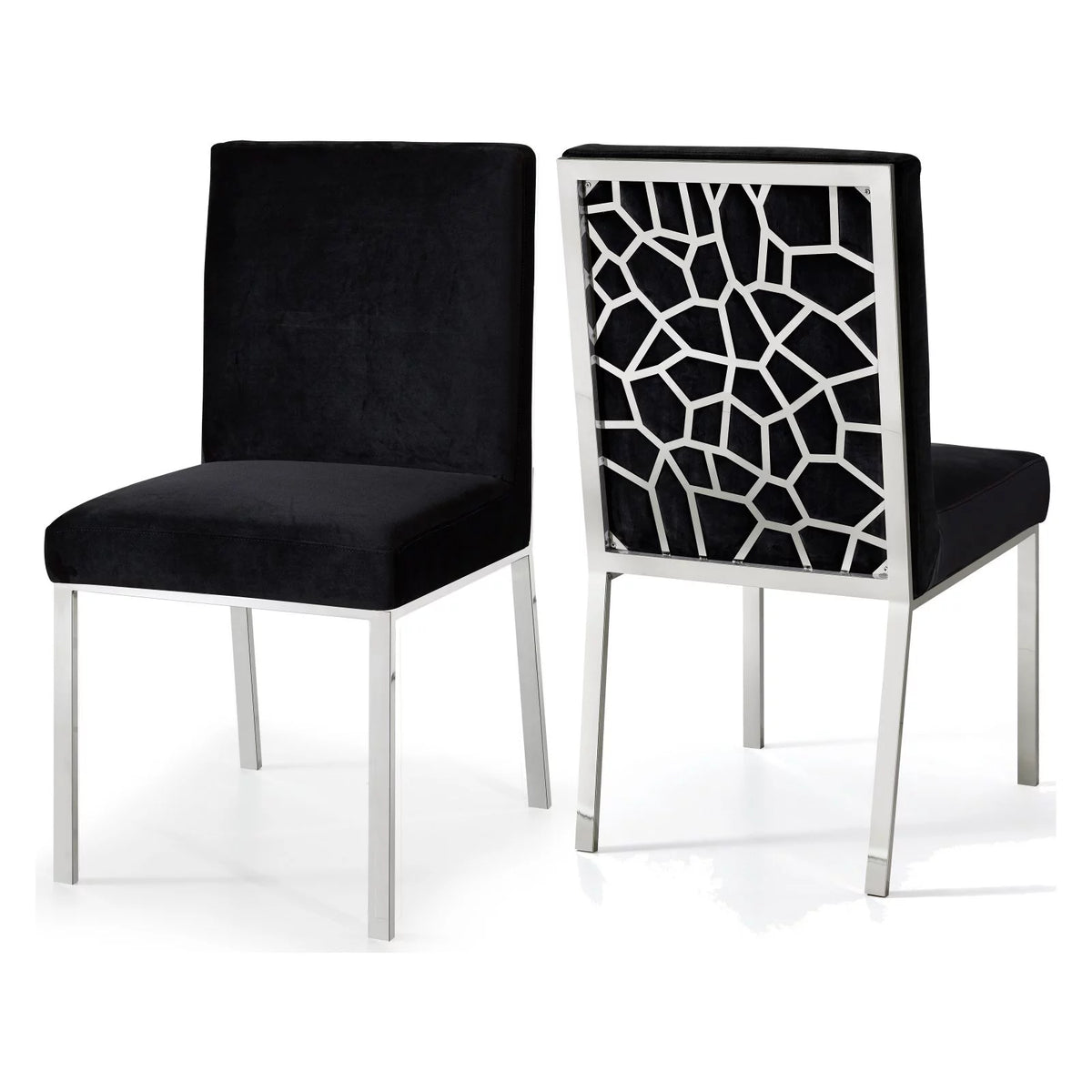 Black Velvet Dining Chair Set of 2 H1494