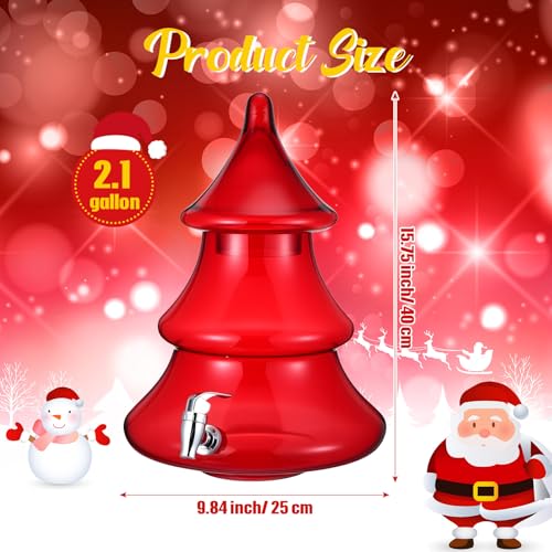 2.1 Gallons Glass Christmas Drink Dispenser with Spigot Z6879