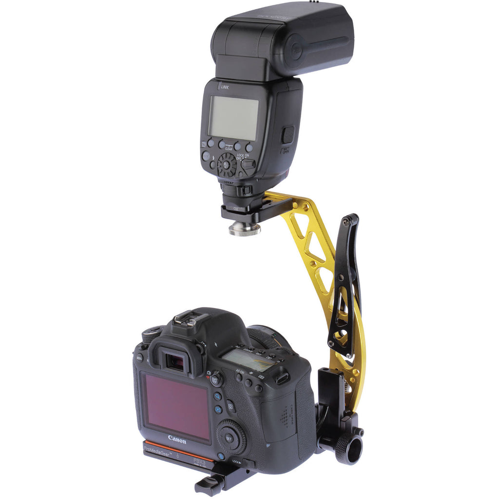 Gold Right-Handed Rotating Flash Bracket with Universal QR Plate K793