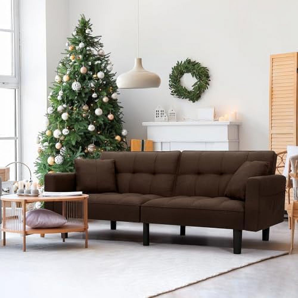 Linen Fabric Convertible Sofa Bed with Adjustable Back and Arms A503492