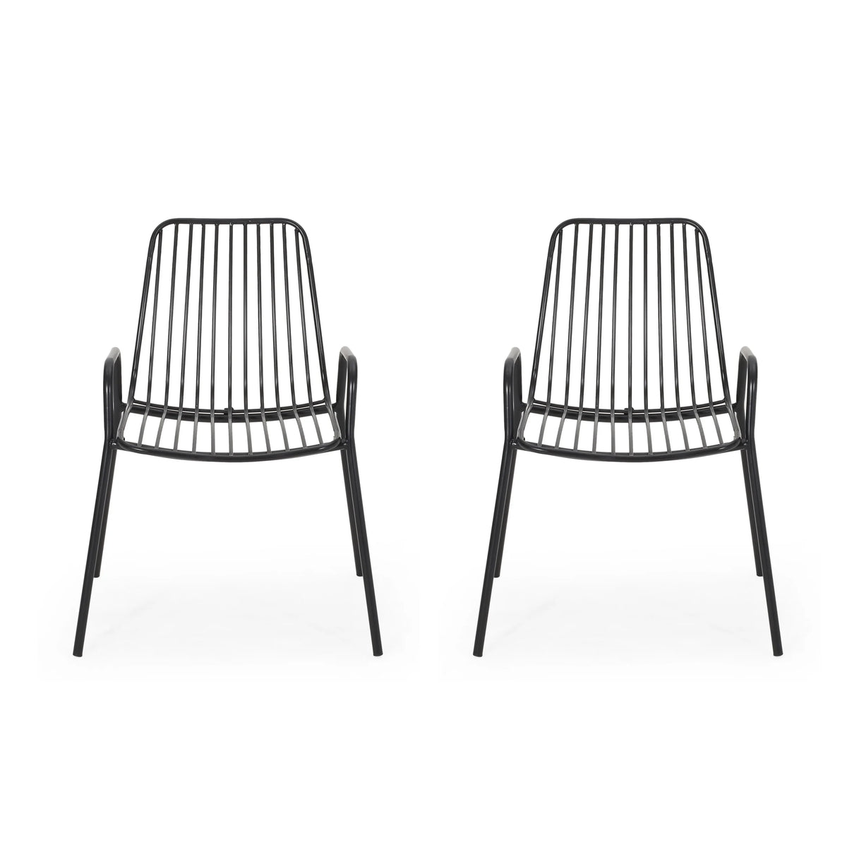 Black Metal Outdoor Club Chairs, Set of 2 U3259