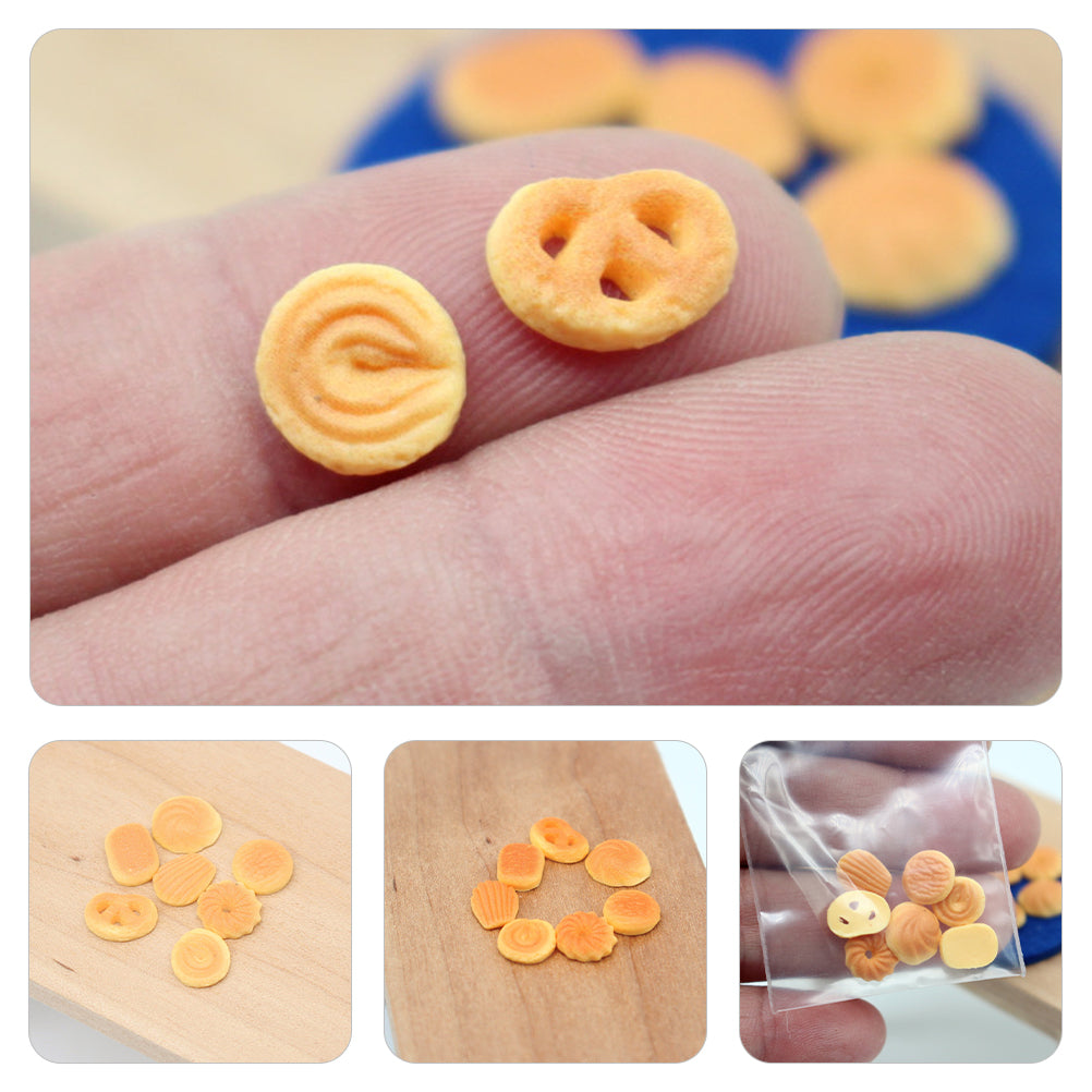 14Pcs Simulation Cookies Miniature Doll House Decors X738321