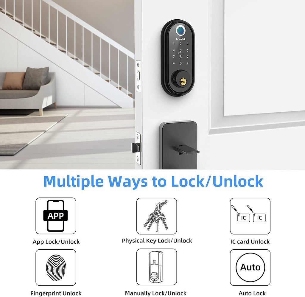 Smart Lock Fingerprint Deadbolt with Touchscreen Keypad, Bluetooth ekeys, Auto Lock Keyless Entry Door Lock W167