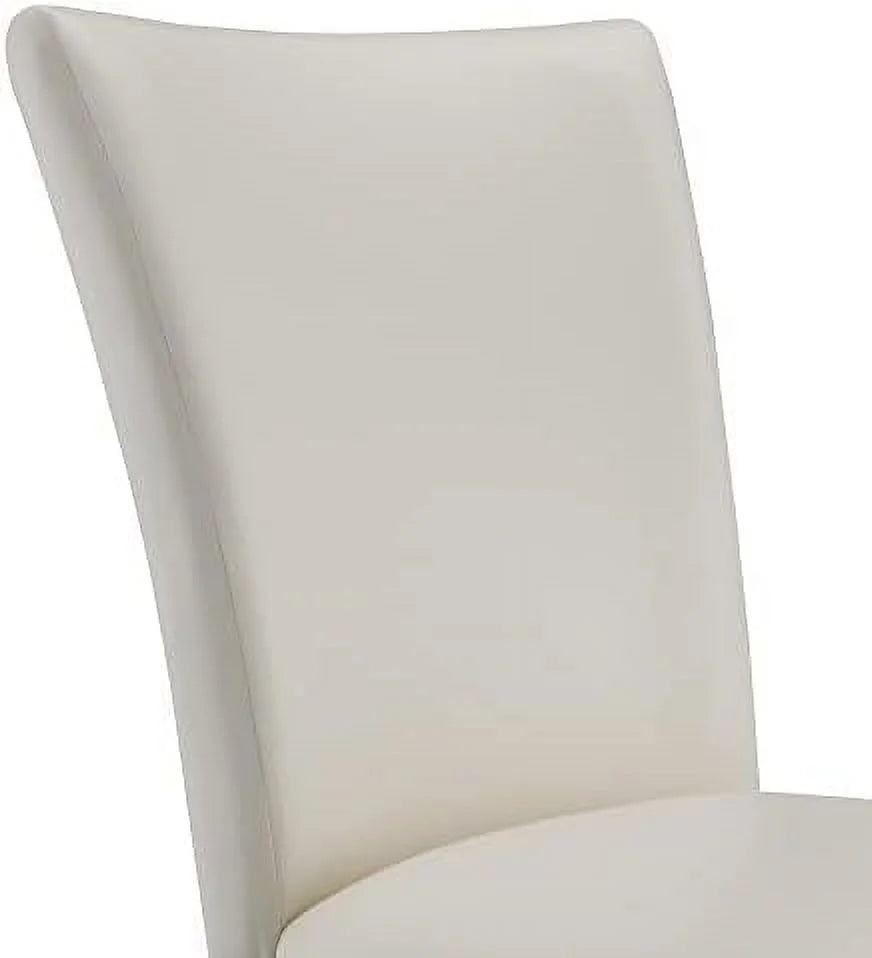 Ivory White Leather Surface Solid Wood Accent Chairs T209818