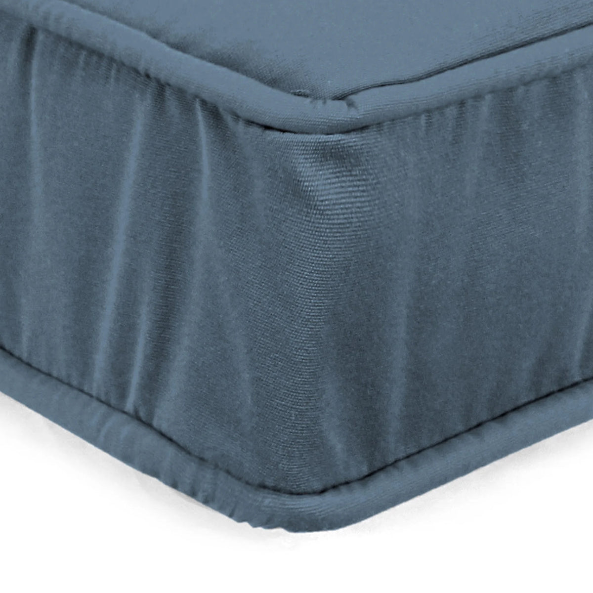 Sunbrella Denim Blue Rectangular Outdoor Deep Seat Chair Cushion with Ties and Welt K9847