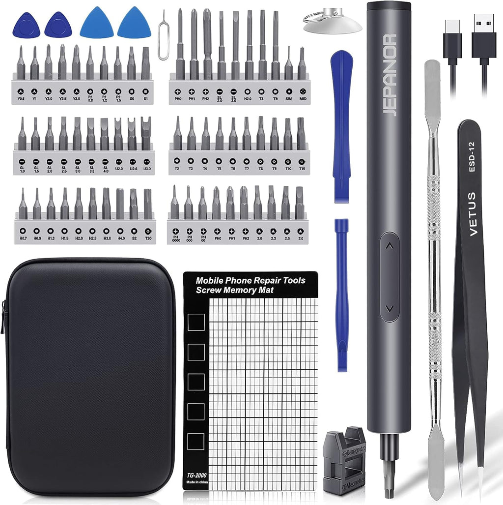 Mini Electric Screwdriver Set, 76 in 1 Cordless with 60 Magnetic Bits, Rechargeable, Pack of 2 A29602