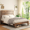 Queen Size Dark Brown Wood Platform Bed with Headboard M615795