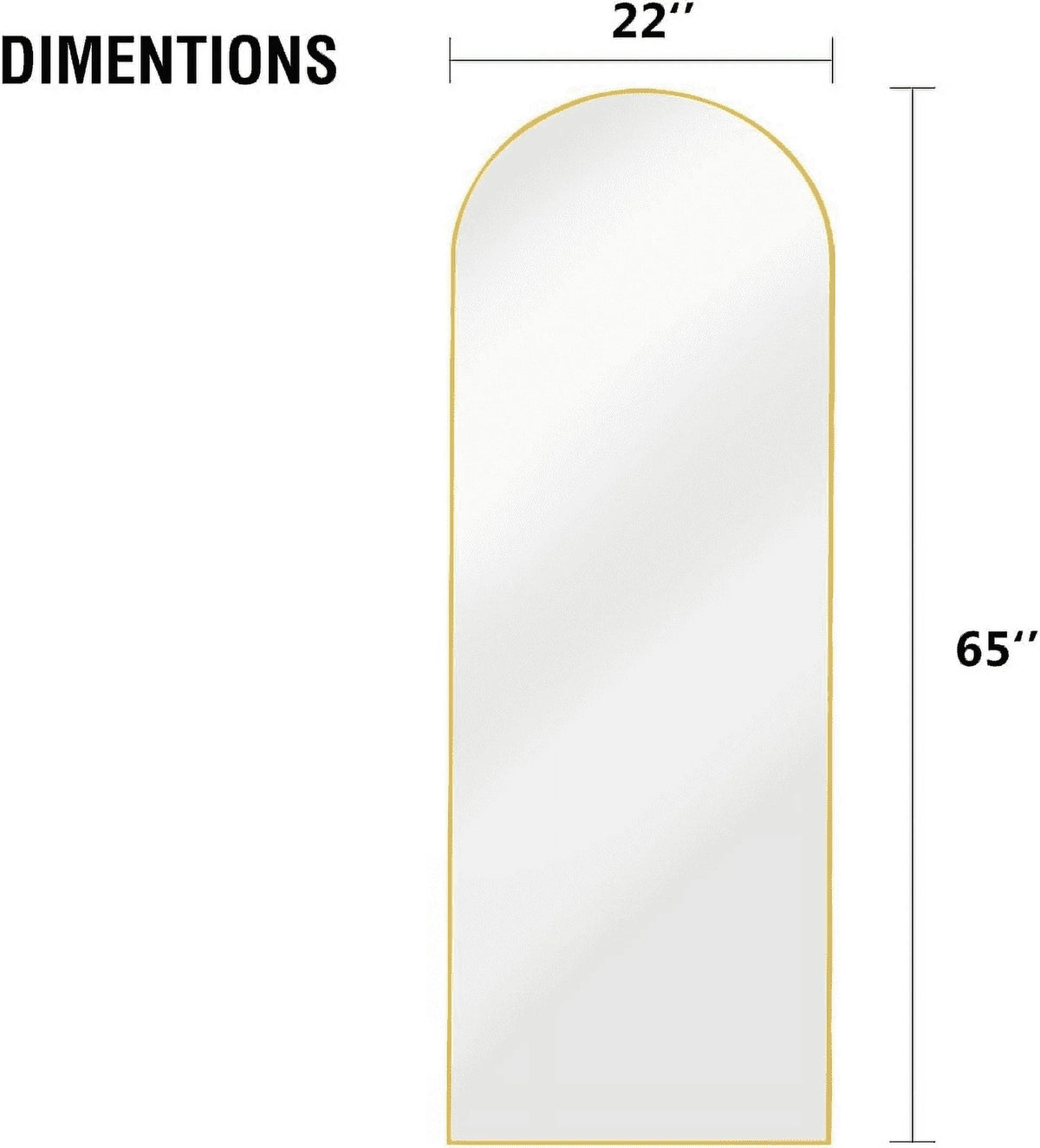 65"x22" Arched Full Length Mirror with Aluminum Frame L473444