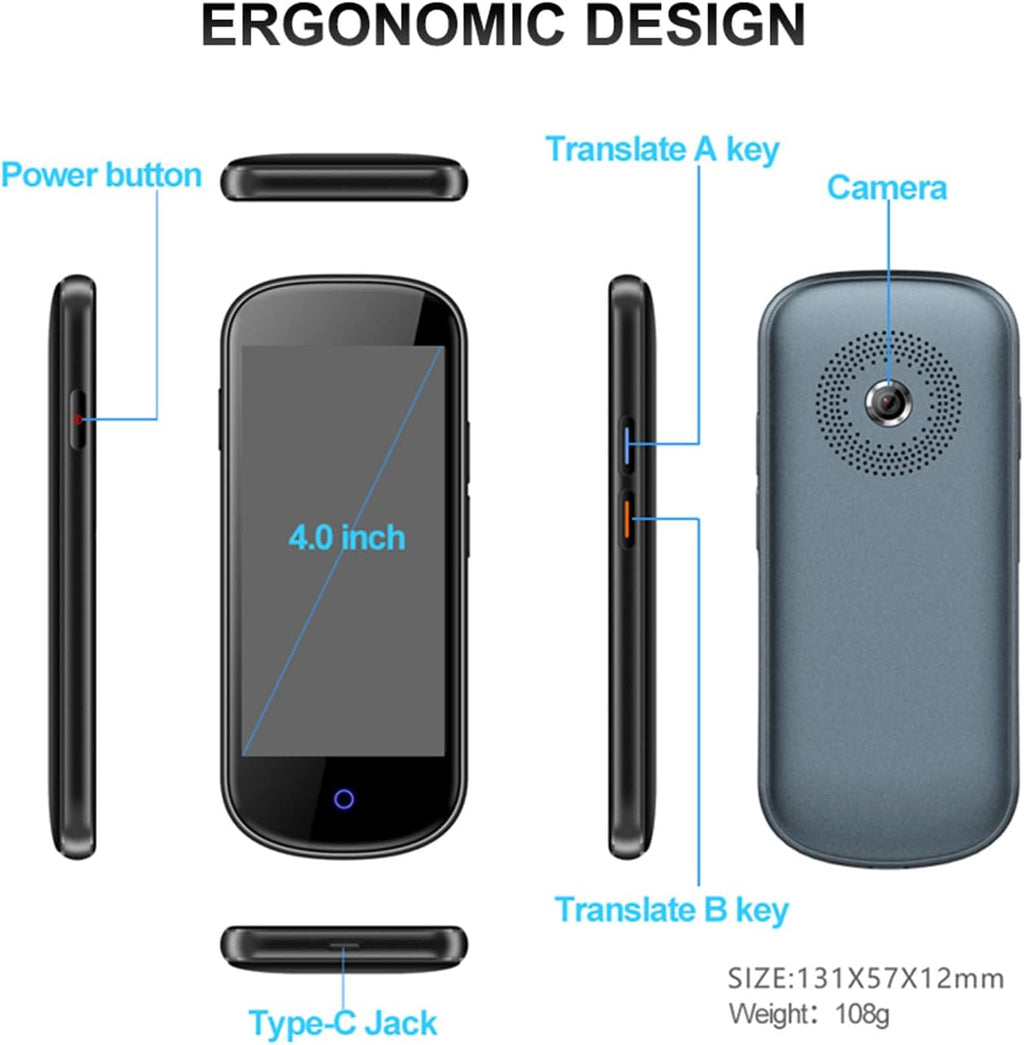 Portable Language Translator Device 128 Language with 4.0" HD Touch Screen L937