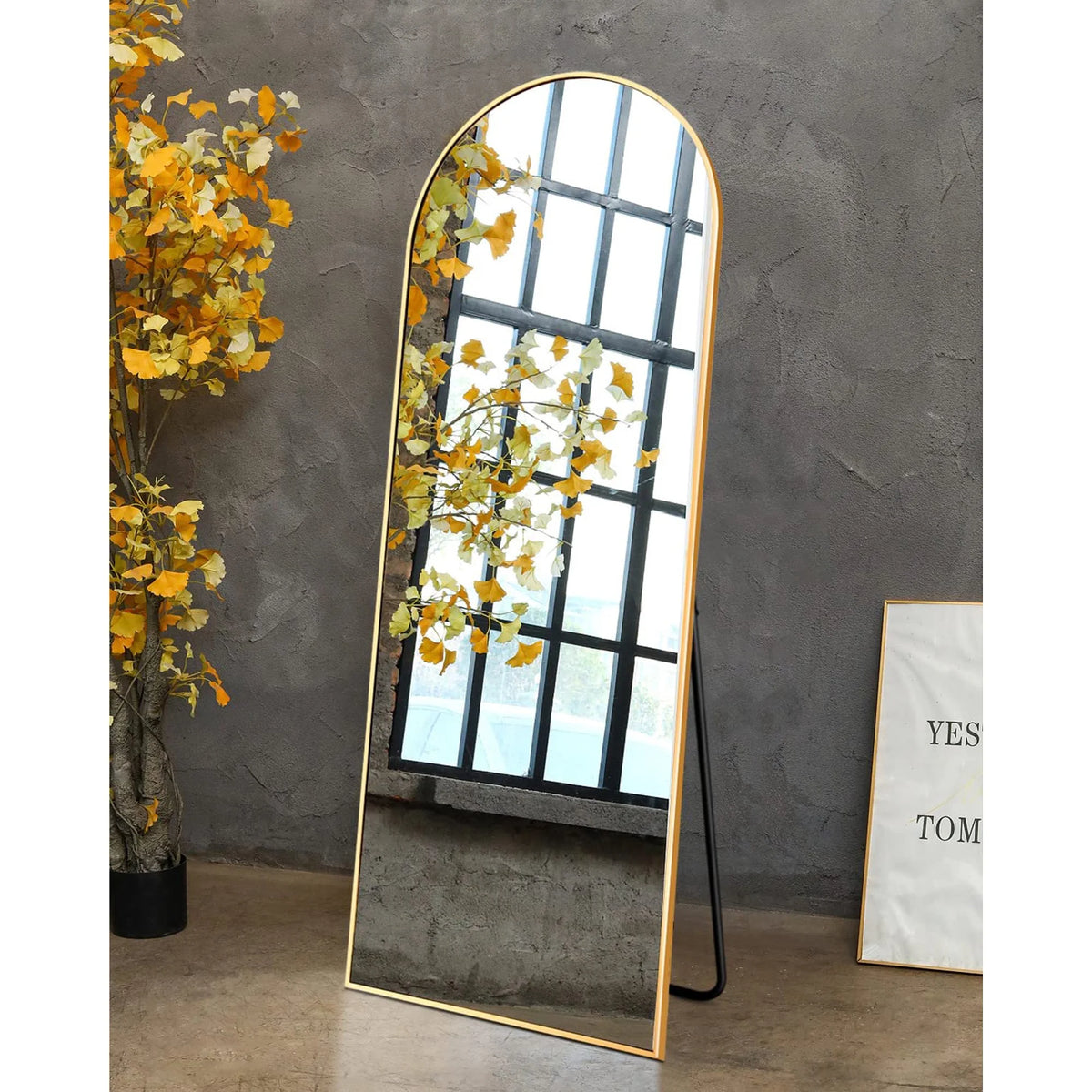 65"x22" Arched Full Length Mirror with Aluminum Frame L473444